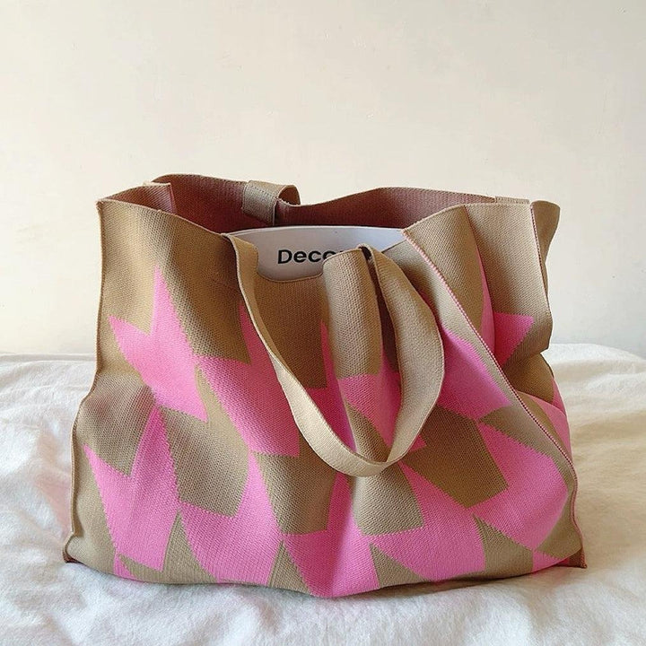 Elijah | Women's Oversized Canvas Tote Bag with Geometric Pattern