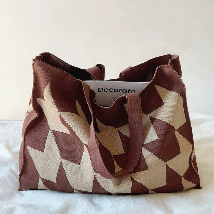 Elijah | Women's Oversized Canvas Tote Bag with Geometric Pattern