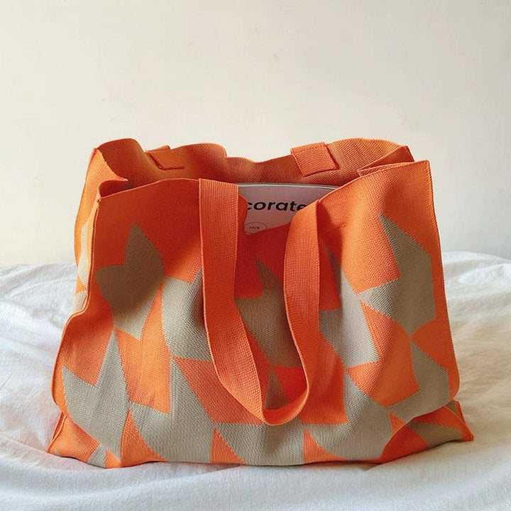 Elijah | Women's Oversized Canvas Tote Bag with Geometric Pattern