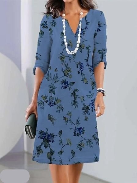 Isabella | Women's Plus Size V-Neck Short-Sleeve Midi Dress in Floral Print