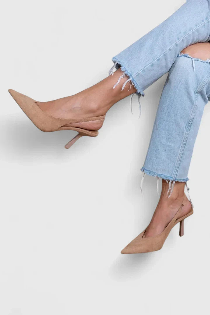 Ysabelinne | Women's Elegant Slingback Heels with Fine Stable Heel in Nude