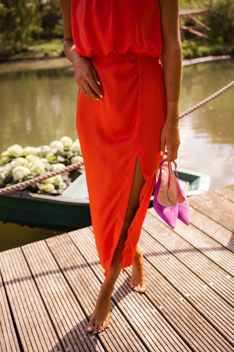 Scarlett | Women's Sleeveless Round Neck Midi Dress with Side Slit