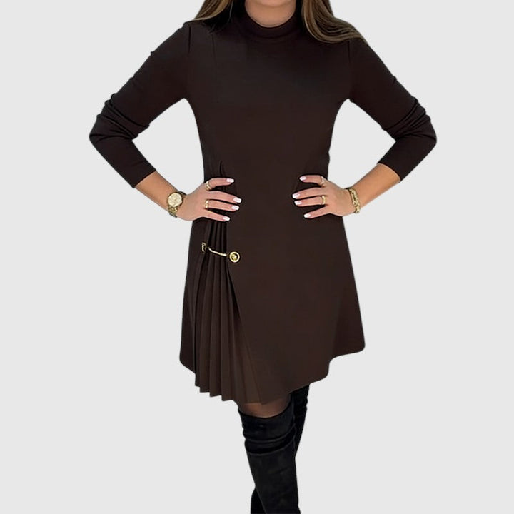Sophie™ | Pleated A-Line Long Sleeve Dress