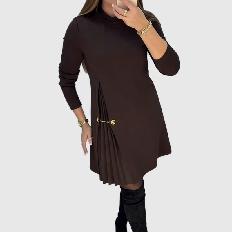 Sophie™ | Pleated A-Line Long Sleeve Dress