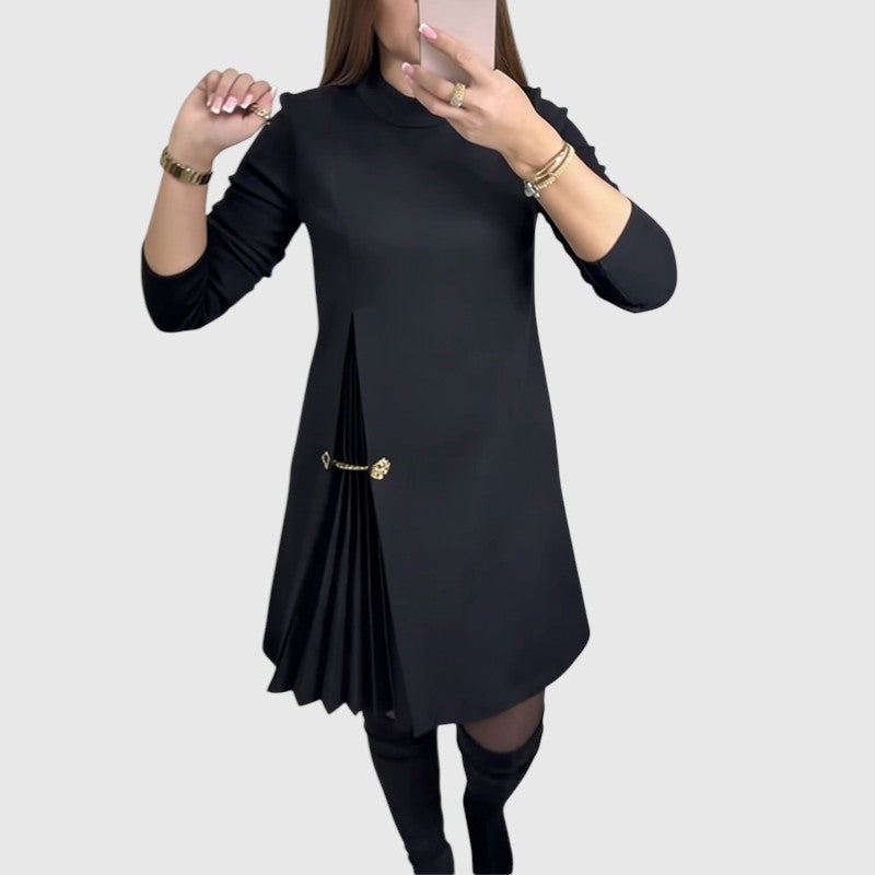 Sophie™ | Pleated A-Line Long Sleeve Dress