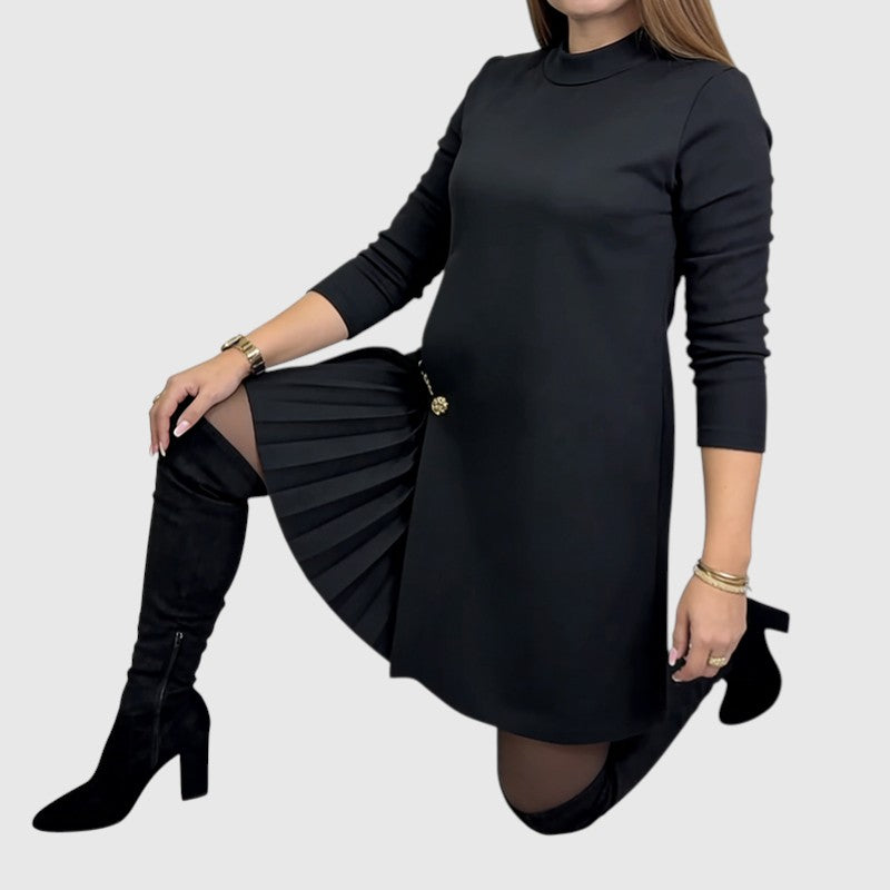 Sophie™ | Pleated A-Line Long Sleeve Dress