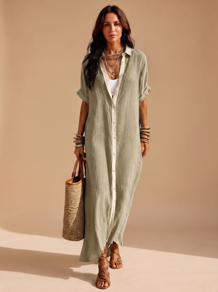 Luna | Women's Boho Button-Down Relaxed Maxi Shirt Dress