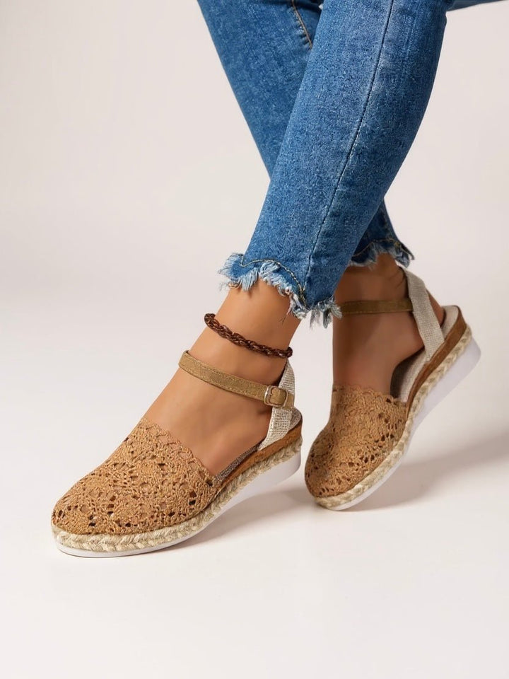 Victoria | Women's Boho Crochet Ankle-Strap Espadrille Comfortable Sandals