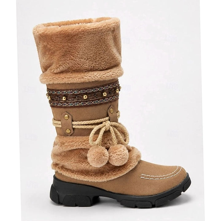 Scarlett | Women's Boho Faux-Fur Cuff Slouch Mid-Calf Winter Snow Boots