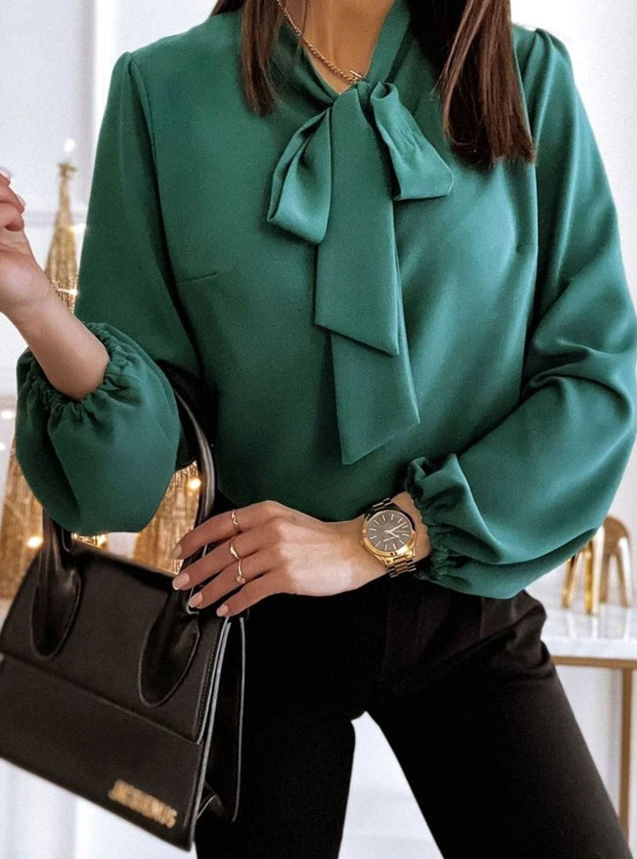 Scarlett | Women's Bow-Neck Puff Long Sleeve Blouse