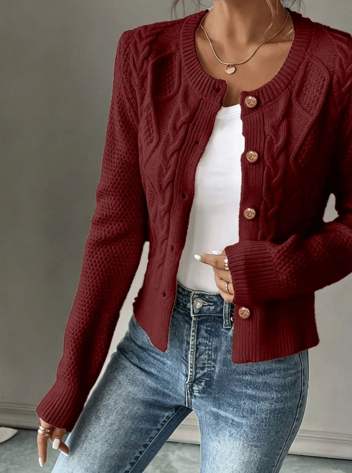 Grace | Women's Cable-Knit Button-Front Cropped Cardigan