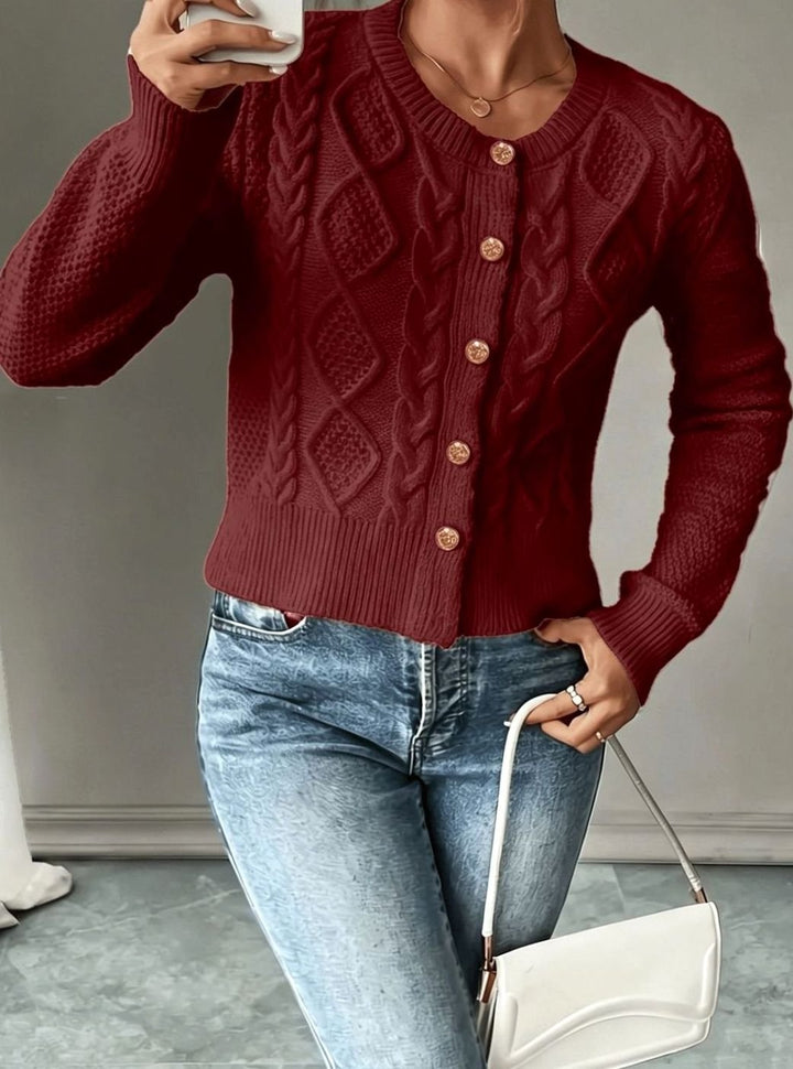Grace | Women's Cable-Knit Button-Front Cropped Cardigan