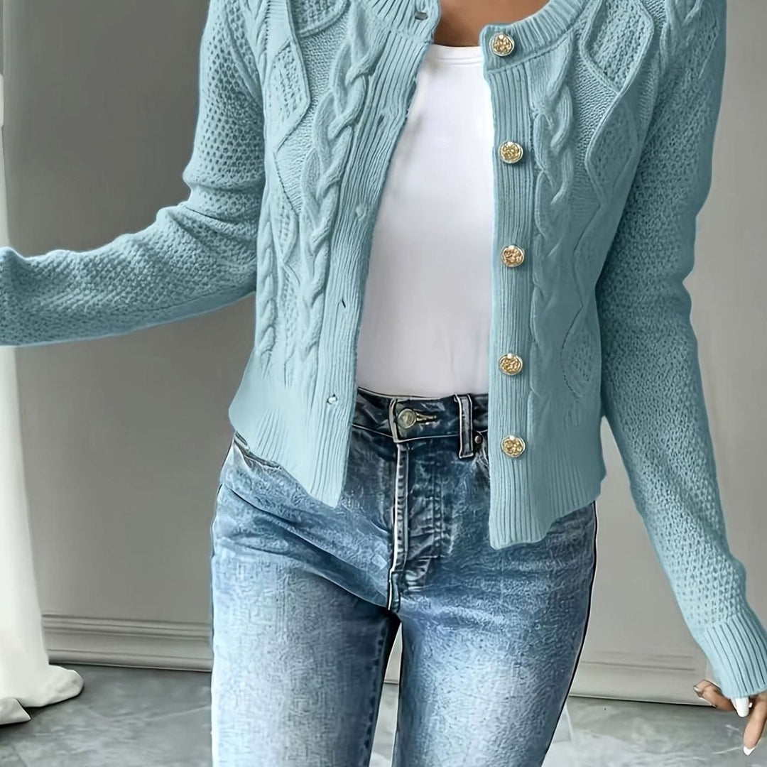 Grace | Women's Cable-Knit Button-Front Cropped Cardigan
