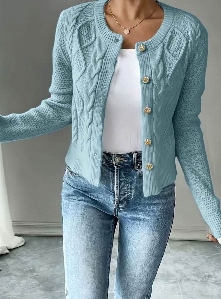 Grace | Women's Cable-Knit Button-Front Cropped Cardigan