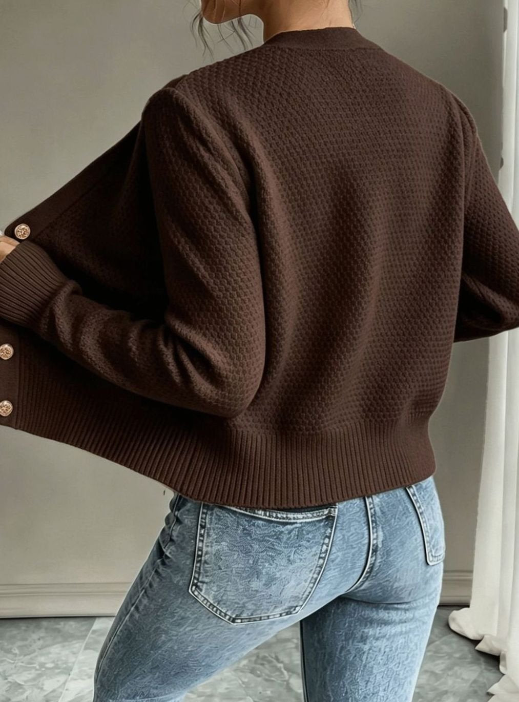 Grace | Women's Cable-Knit Button-Front Cropped Cardigan