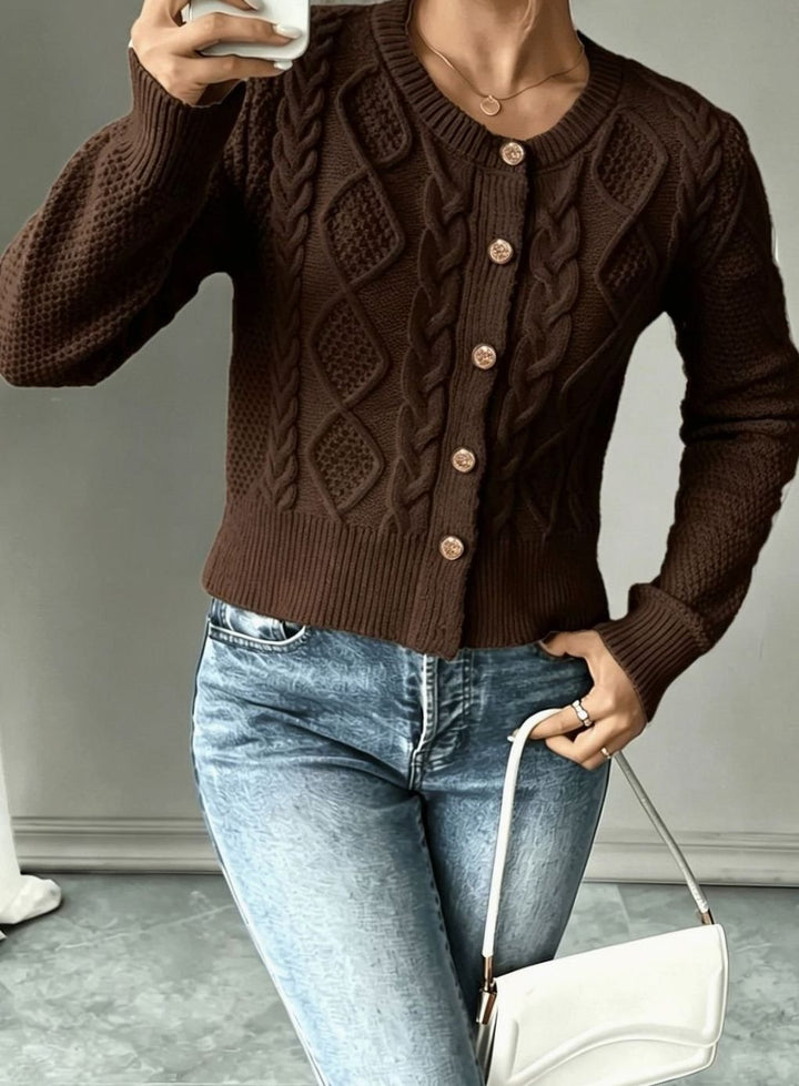 Grace | Women's Cable-Knit Button-Front Cropped Cardigan
