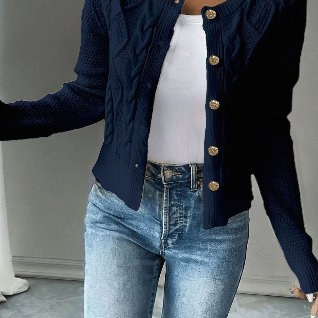 Grace | Women's Cable-Knit Button-Front Cropped Cardigan