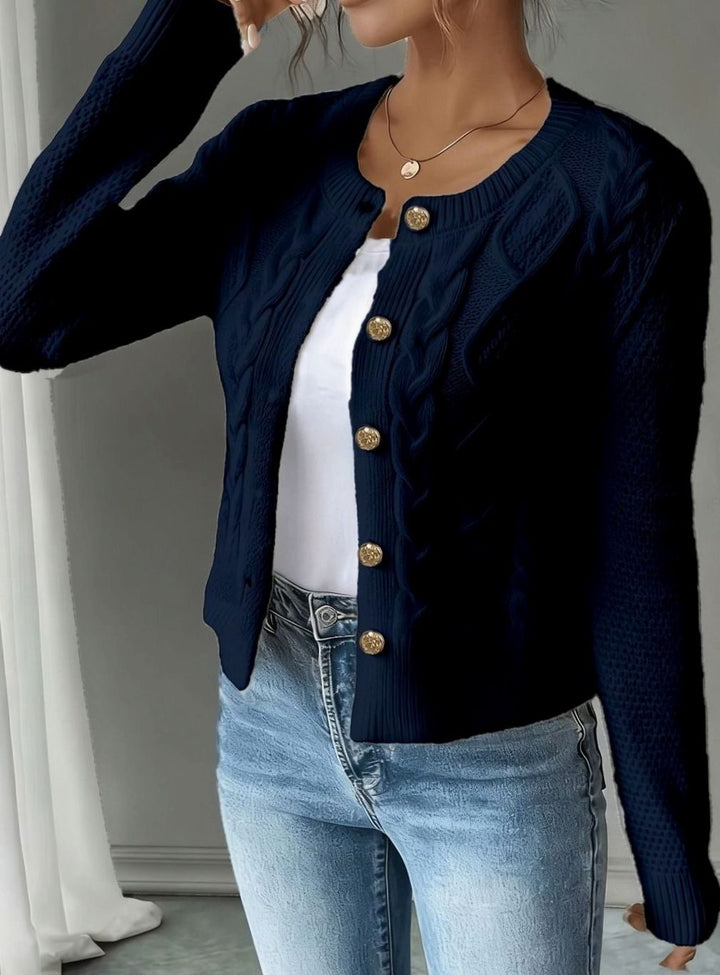 Grace | Women's Cable-Knit Button-Front Cropped Cardigan