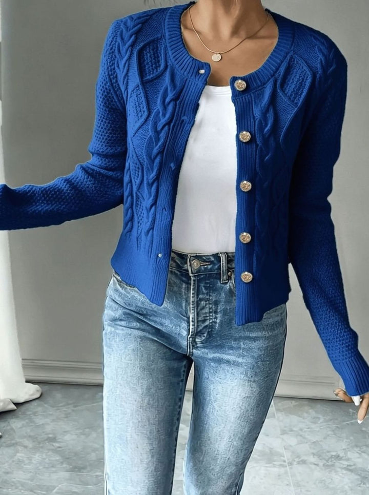 Grace | Women's Cable-Knit Button-Front Cropped Cardigan