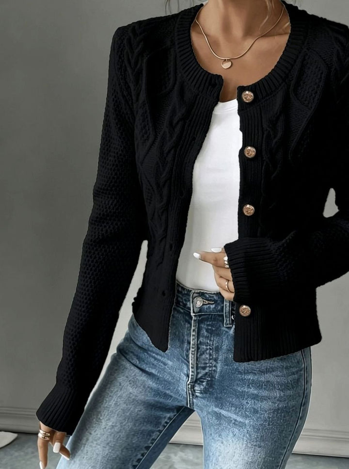 Grace | Women's Cable-Knit Button-Front Cropped Cardigan