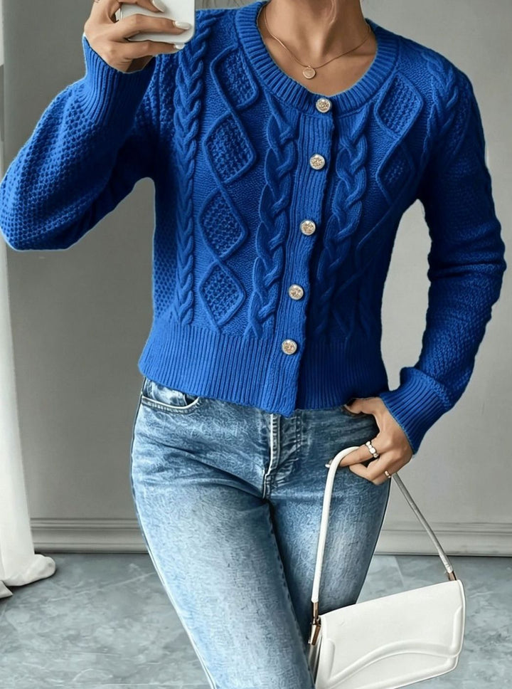 Grace | Women's Cable-Knit Button-Front Cropped Cardigan