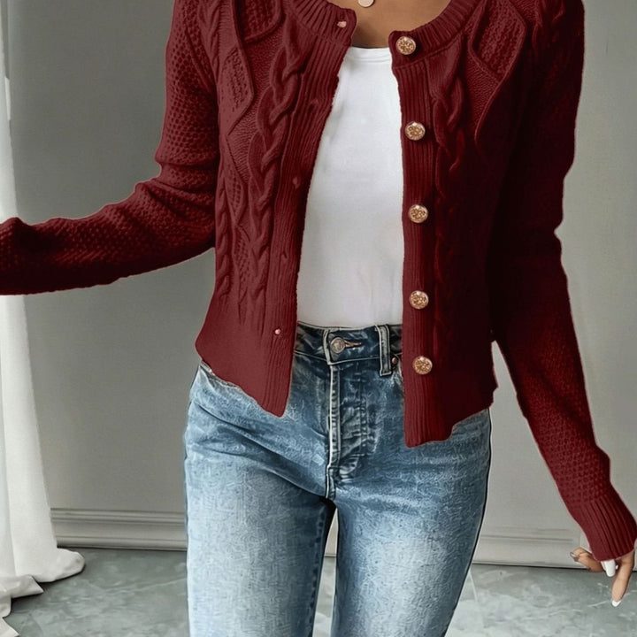 Grace | Women's Cable-Knit Button-Front Cropped Cardigan