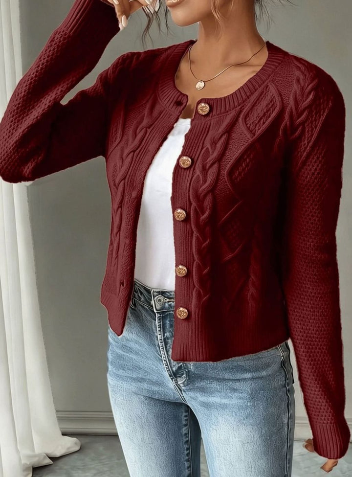 Grace | Women's Cable-Knit Button-Front Cropped Cardigan