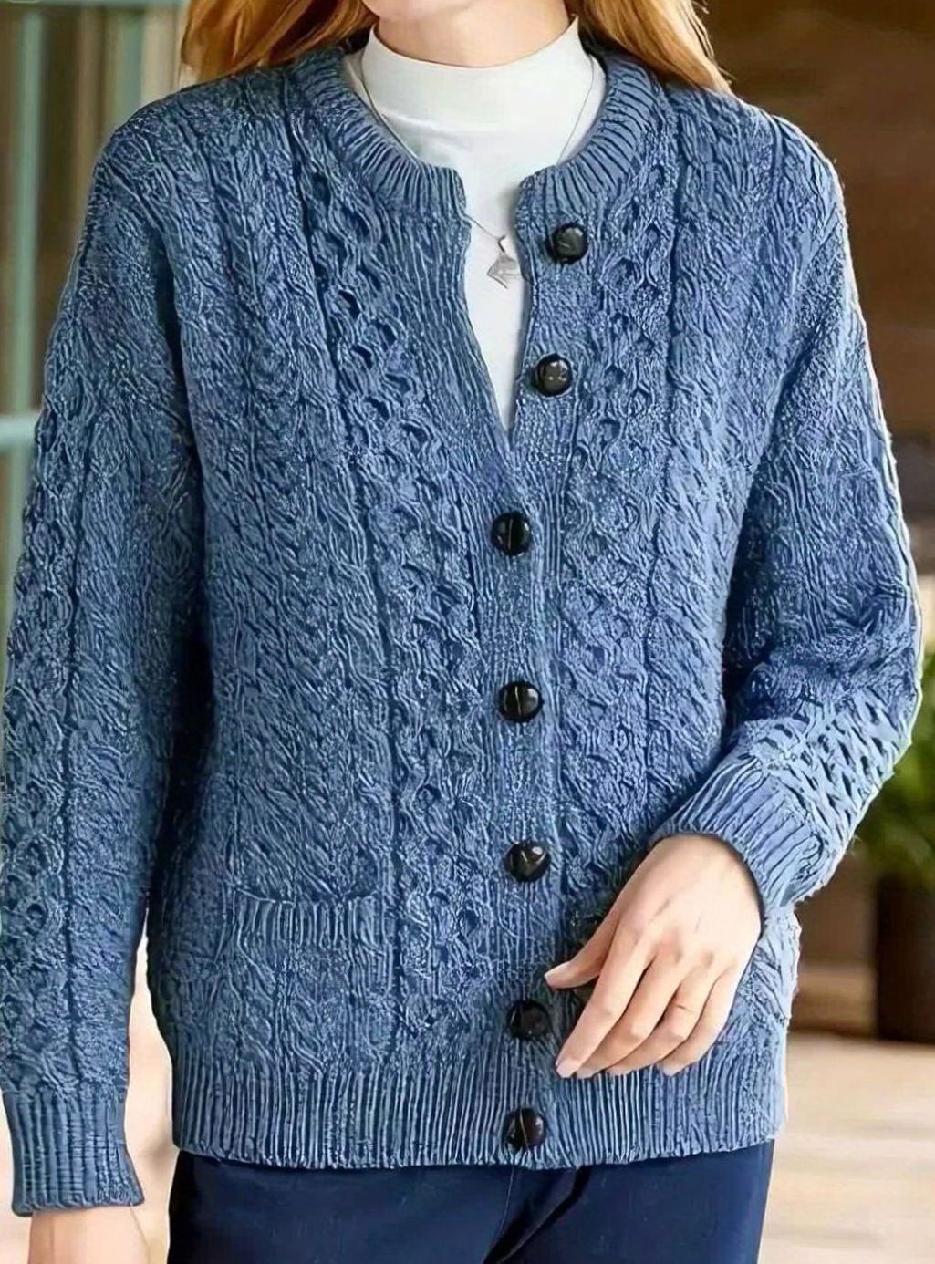 Victoria | Women's Cable-Knit Button-Front Relaxed Cardigan Sweater