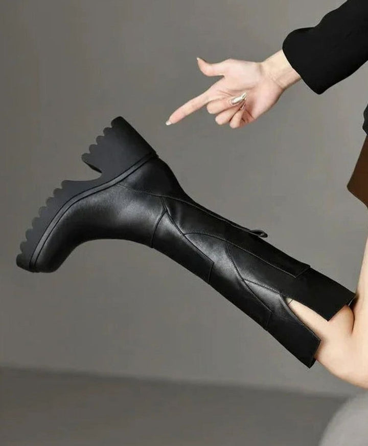 Mia | Women's Chunky Knee-High Block Heel Zipper Boots