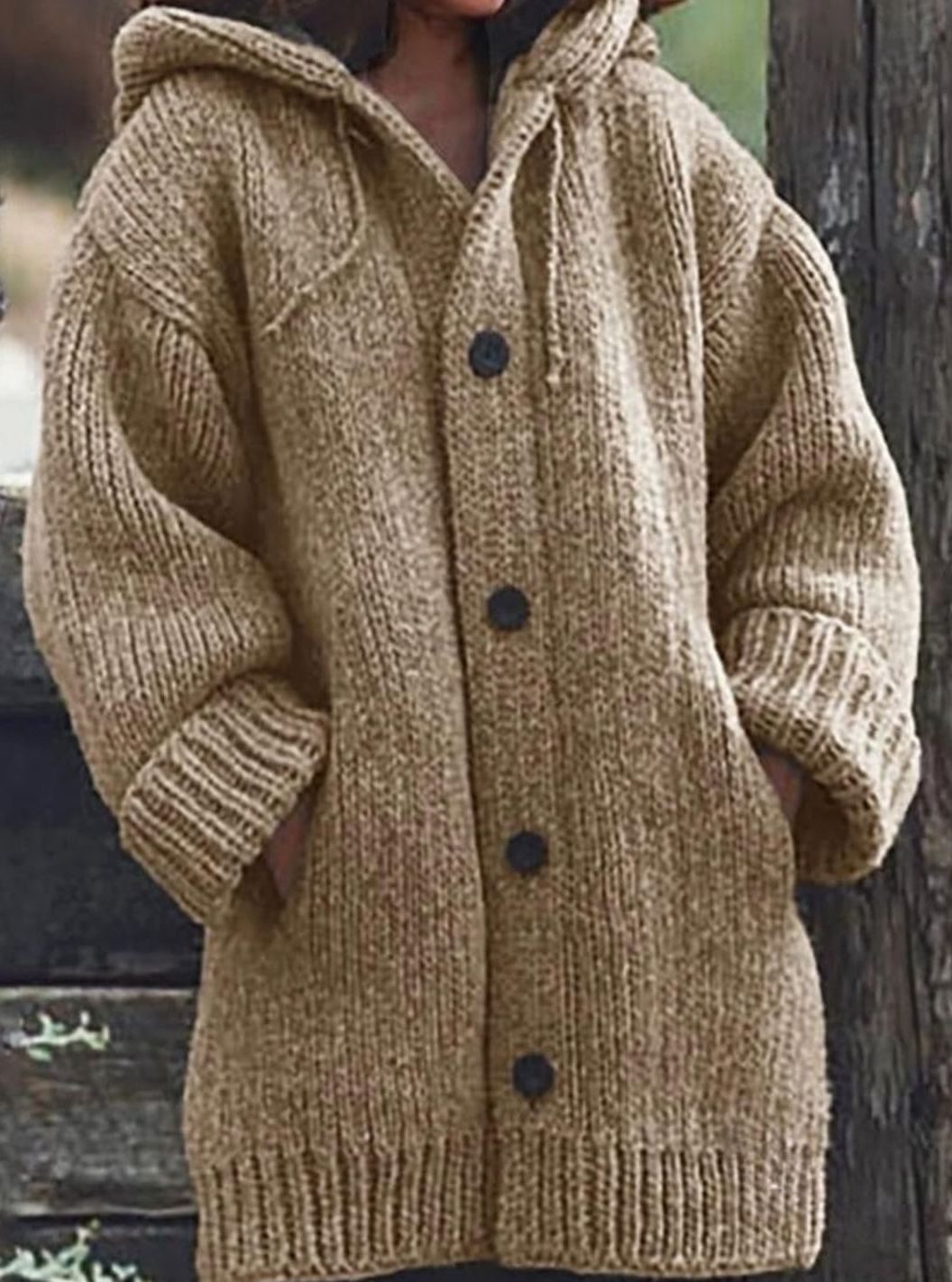 Aria | Women's Chunky Knit Hooded Oversized Cardigan