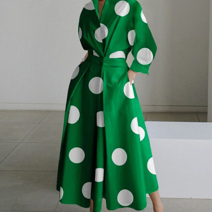 Luna | Women's Collared Maxi Shirt Dress Newspaper Print Wrap Front