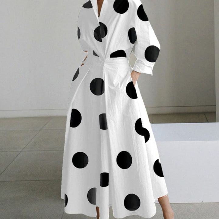Luna | Women's Collared Maxi Shirt Dress Newspaper Print Wrap Front