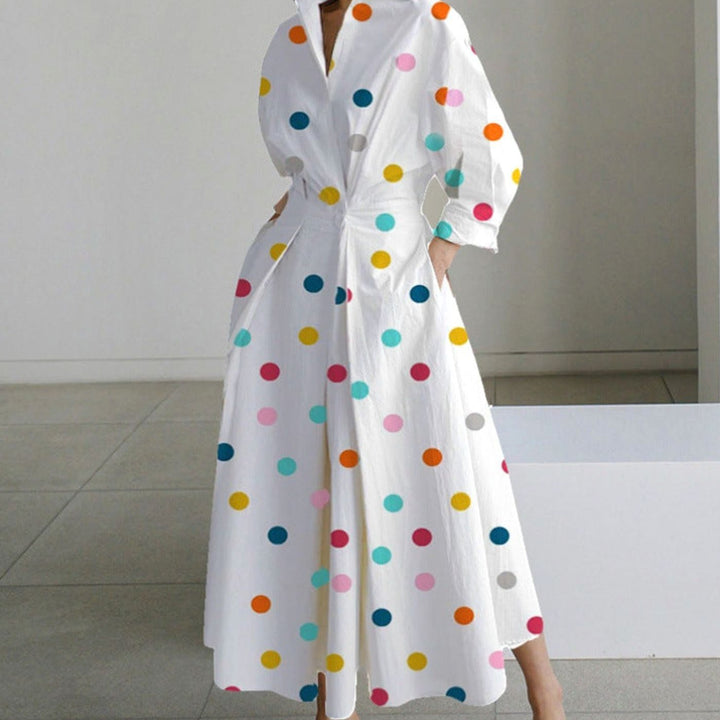Luna | Women's Collared Maxi Shirt Dress Newspaper Print Wrap Front
