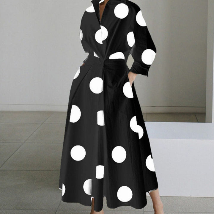 Luna | Women's Collared Maxi Shirt Dress Newspaper Print Wrap Front