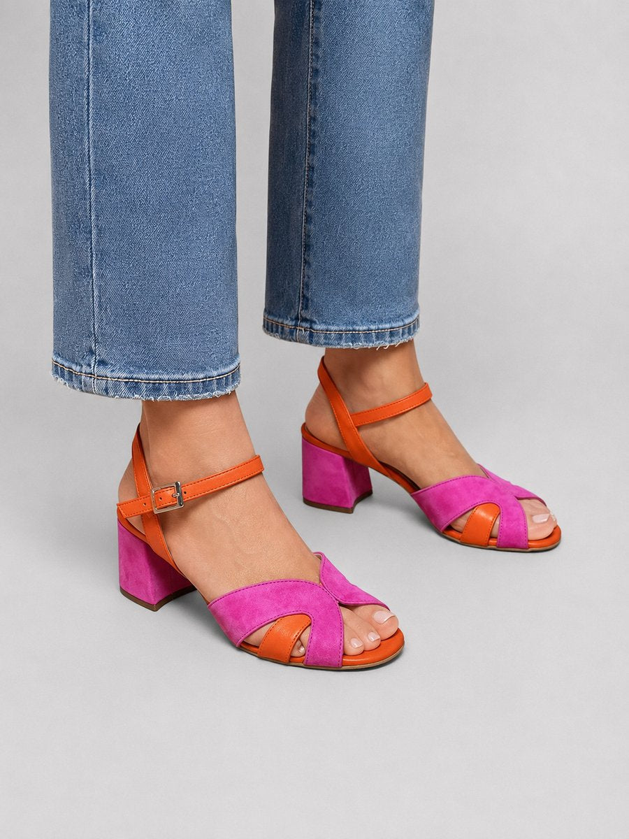 Penelope | Women's Color Block Open-Toe Block Heel Sandals