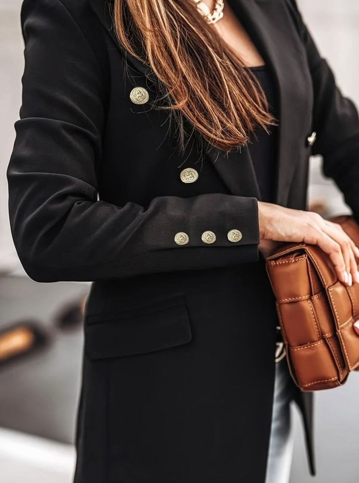 Luna | Women's Double-Breasted Gold-Button Blazer Slim Workwear Jacket