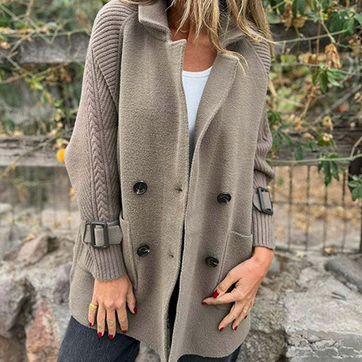 Eleanor | Women's Double-Breasted Knit-Sleeve Winter Coat