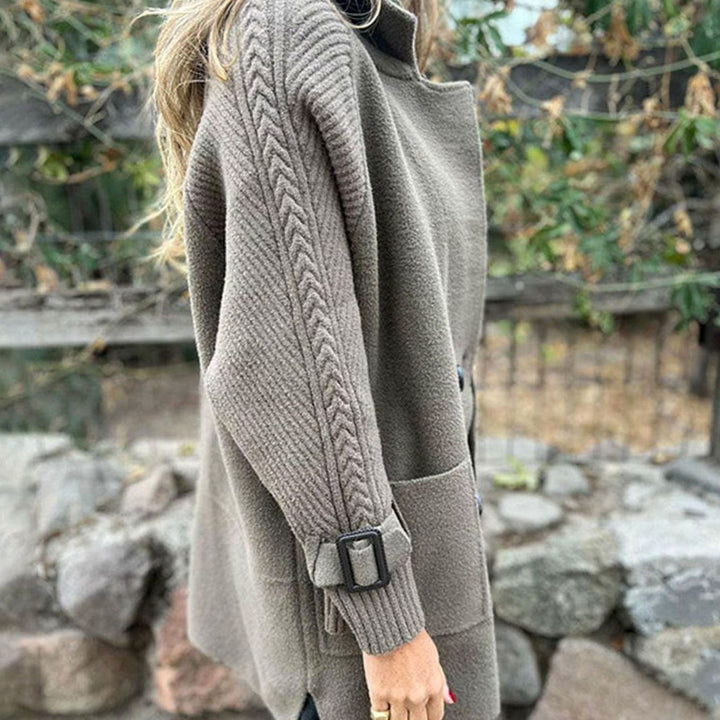 Eleanor | Women's Double-Breasted Knit-Sleeve Winter Coat