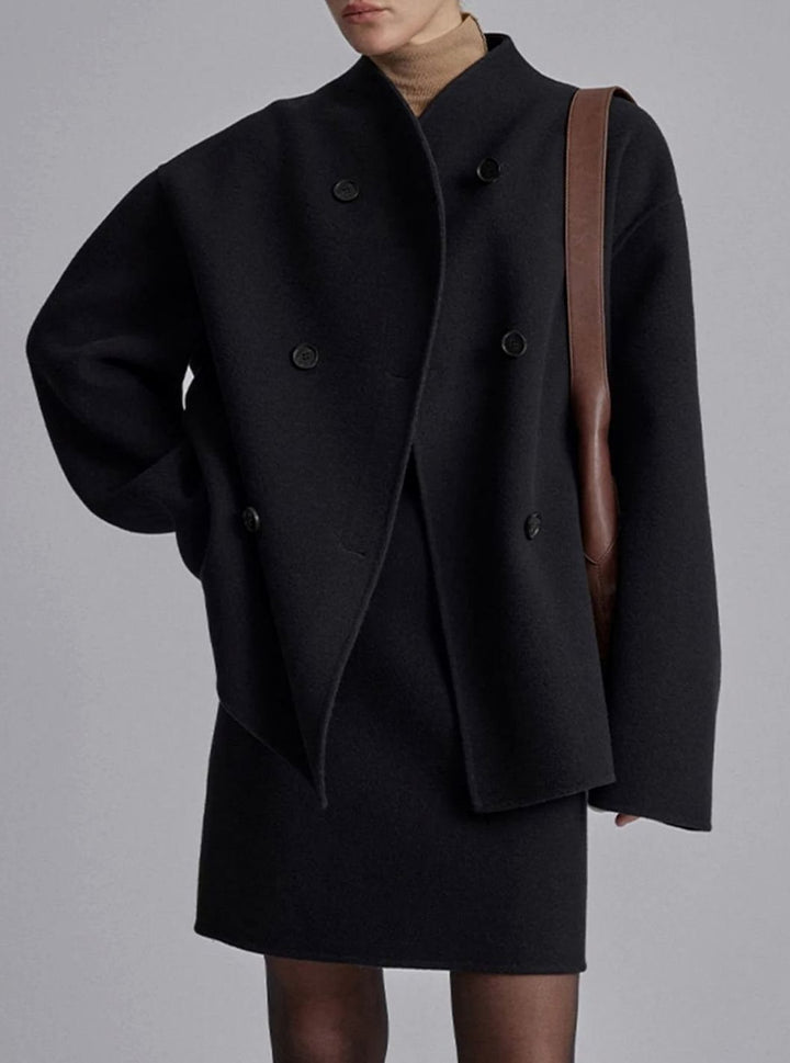 Sophia | Women's Double-Breasted Stand-Collar Wool Pea Coat