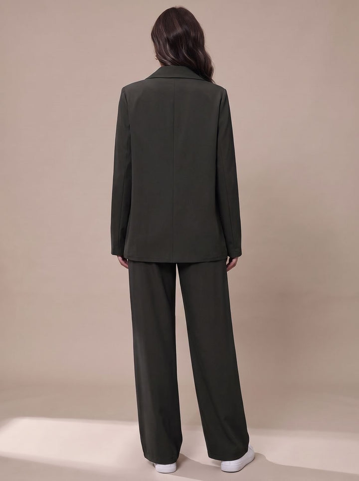 Olivia | Women's Double-Breasted Tailored Wide-Leg Blazer Pants Suit Set