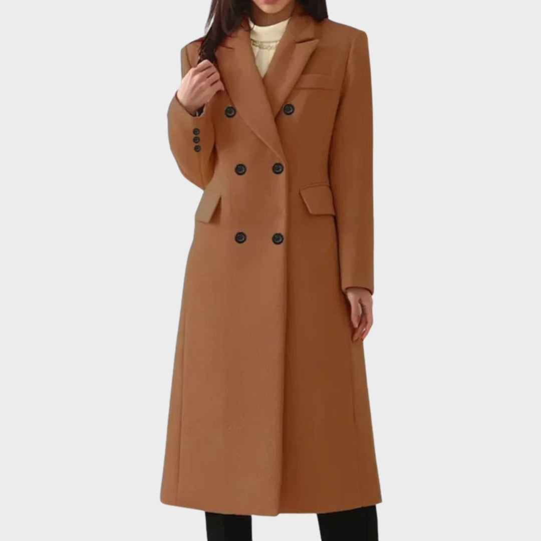 Scarlett | Women's Double-Breasted Wool Winter Coat Notch Lapel Long Tailored