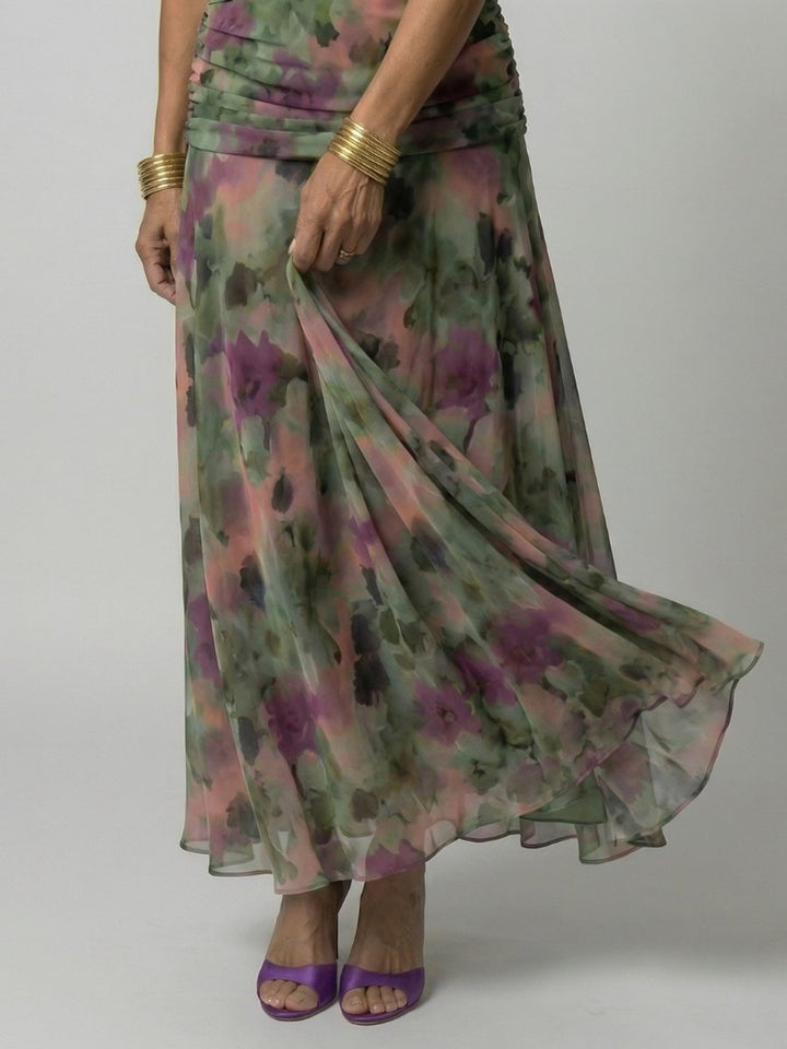 Emma | Women's Dress Off-Shoulder Draped-Neckline Floral Midi