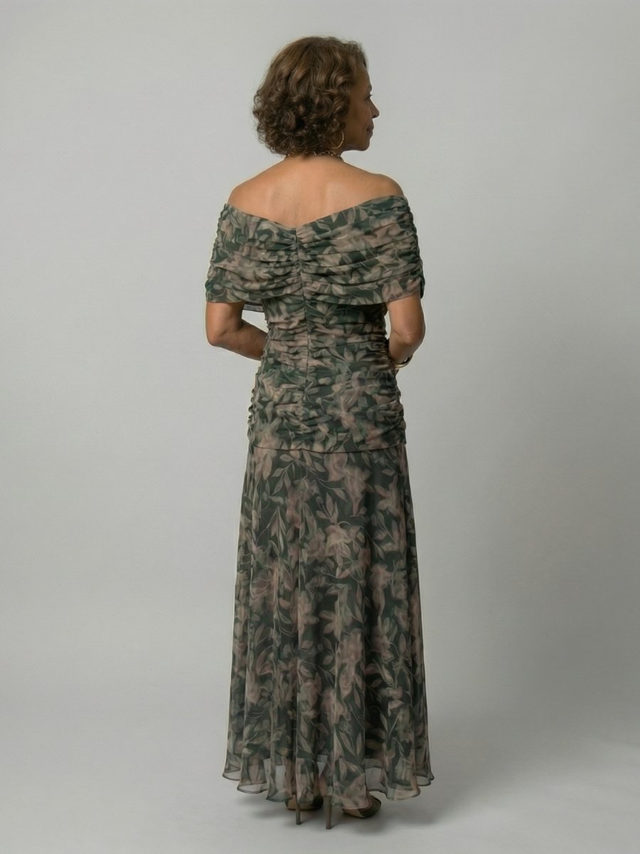 Emma | Women's Dress Off-Shoulder Draped-Neckline Floral Midi