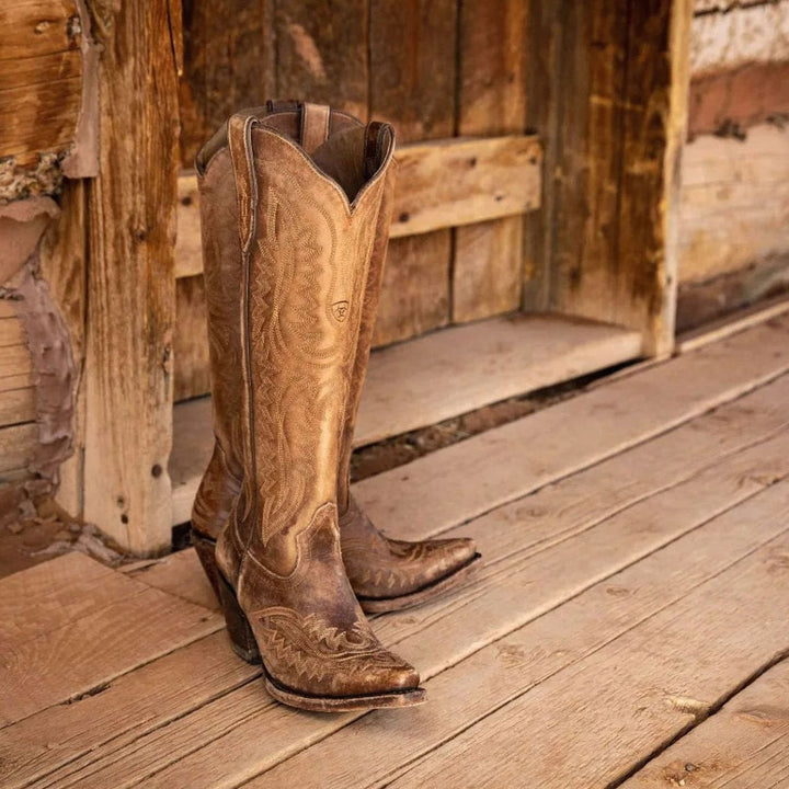 Camila | Women's Embroidered Pointed-Toe Cuban Heel Tall Cowboy Boots