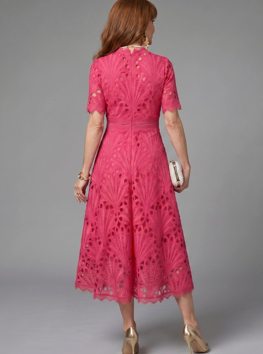 Sophia | Women's Eyelet Lace High-Neck Flared Cocktail Dress