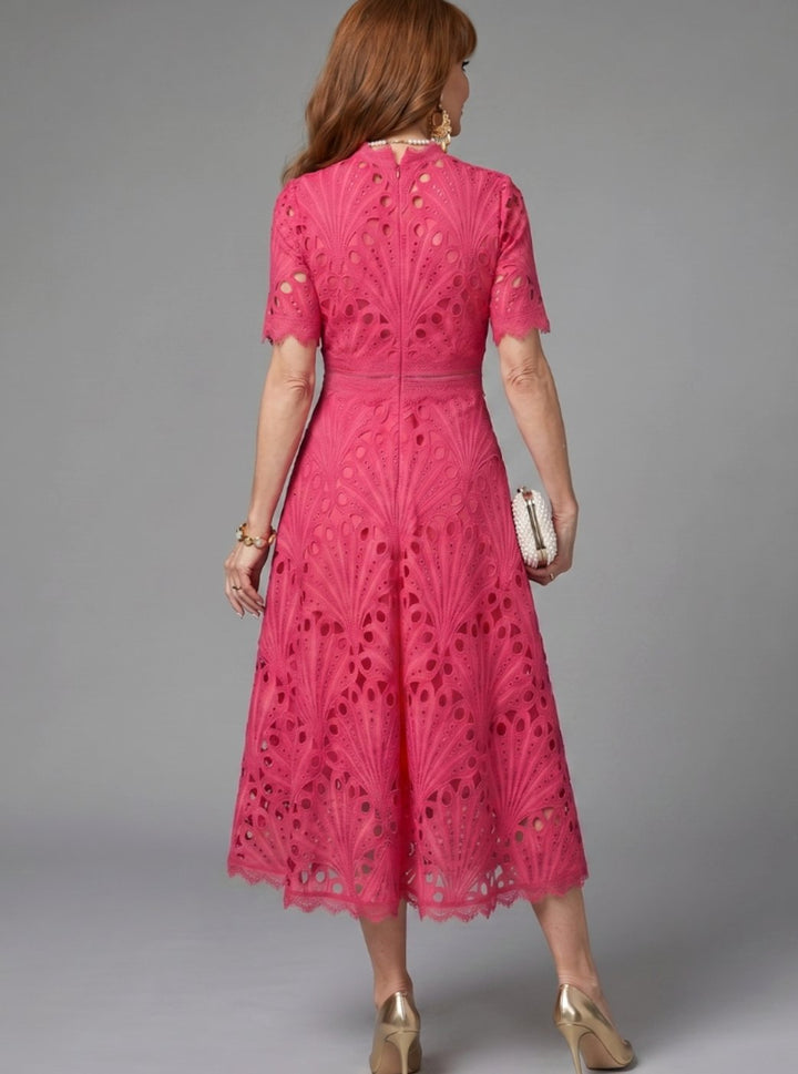 Sophia | Women's Eyelet Lace High-Neck Flared Cocktail Dress
