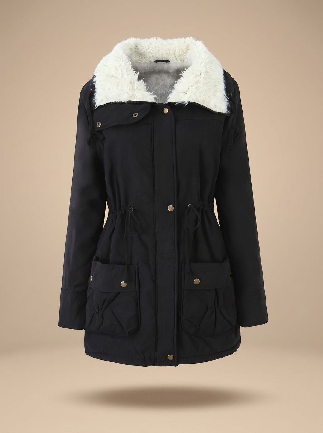 Mia | Women's Faux-Fur Collar Drawstring Waist Winter Parka Coat