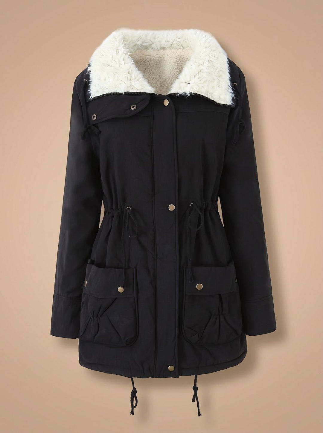 Mia | Women's Faux-Fur Collar Drawstring Waist Winter Parka Coat