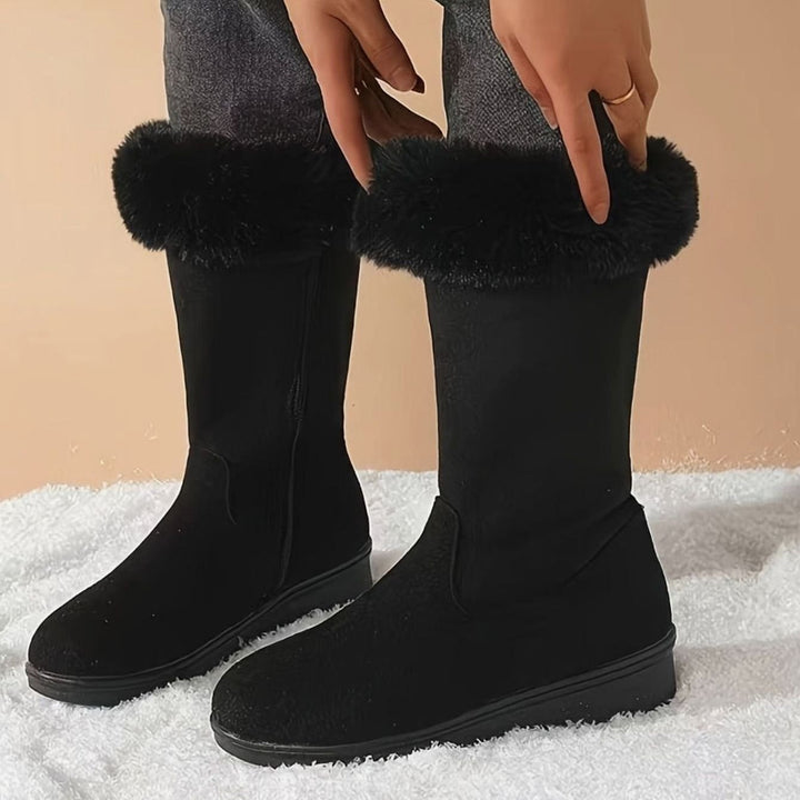 Aria | Women's Faux-Fur Cuffed Slip-On Mid-Calf Snow Boots