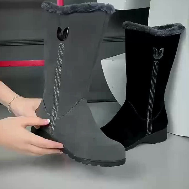 Aria | Women's Faux-Fur Cuffed Slip-On Mid-Calf Snow Boots